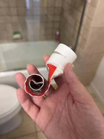 the same tube of toothpaste completely used