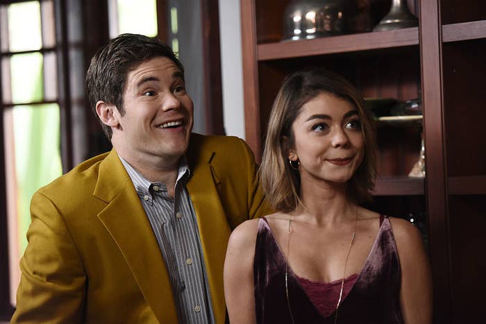 closeup of a man and woman in glee