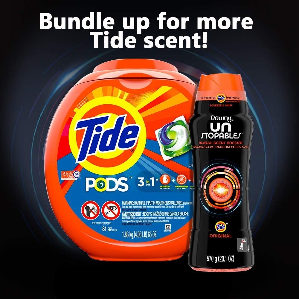 the bundle with tide pods and downy unstopables scent booster