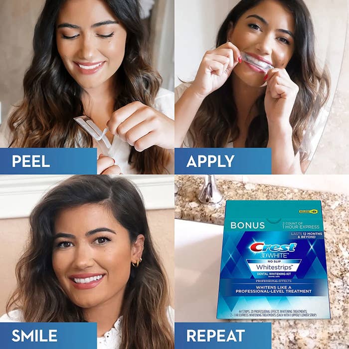the steps of using crest 3d whitestrips demonstrated