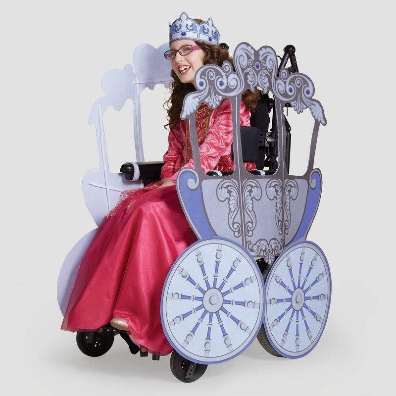 kid wearing princess carriage