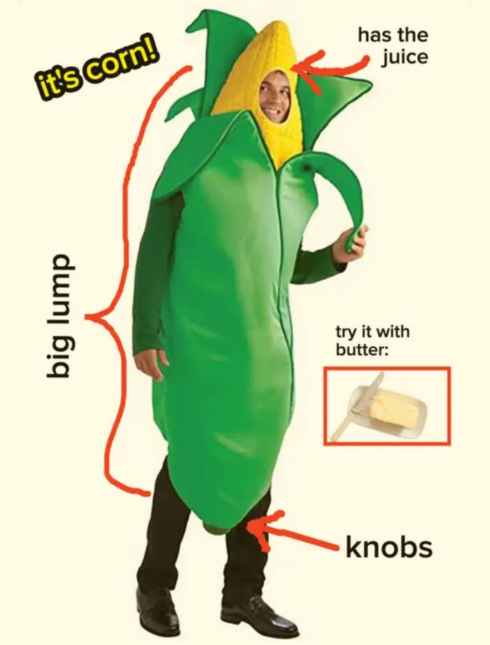 man wearing a corn costume