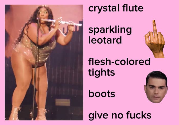 lizzo playing the historical flute on stage
