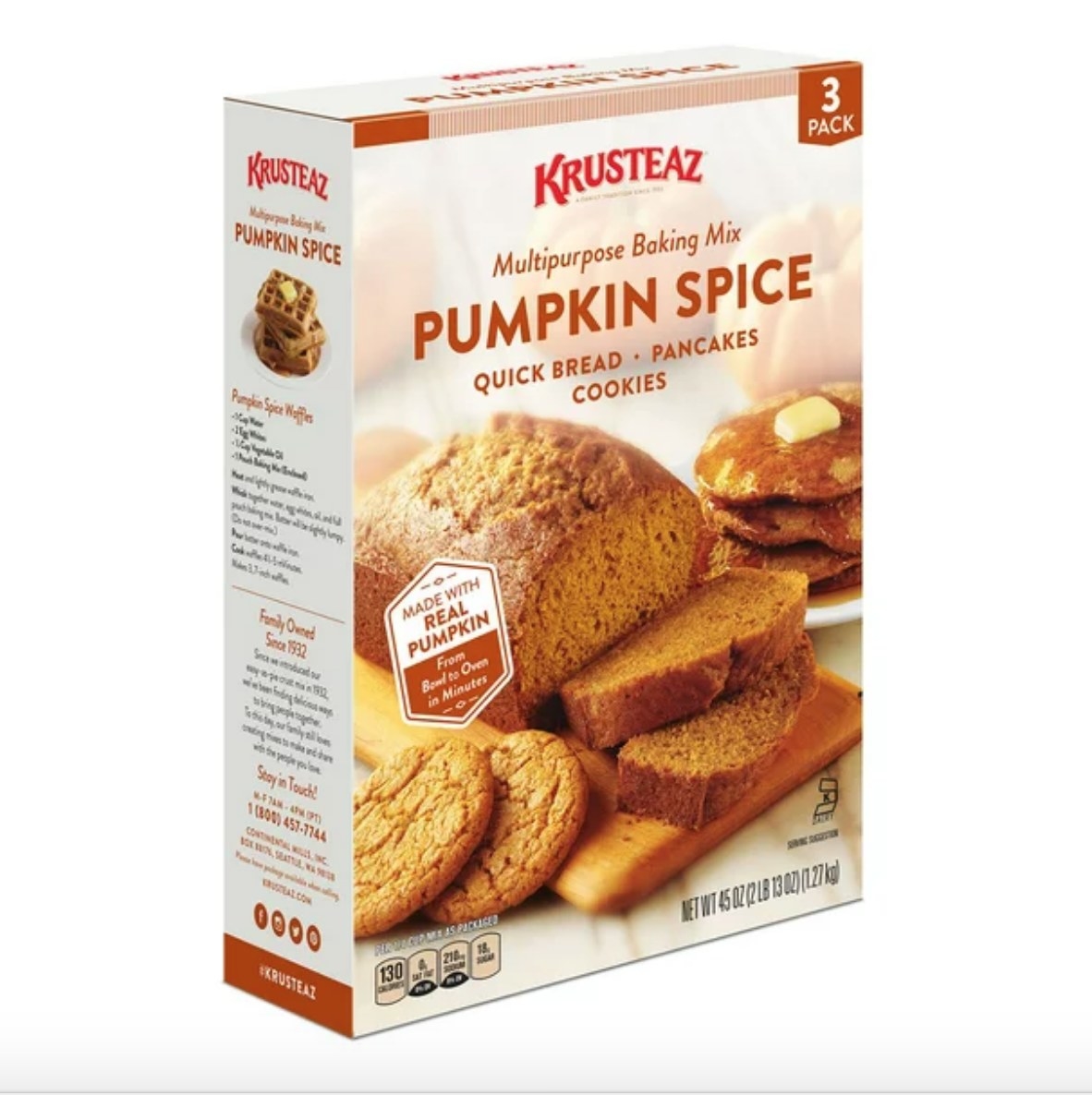 Box of Krusteaz pumpkin spice baking mix