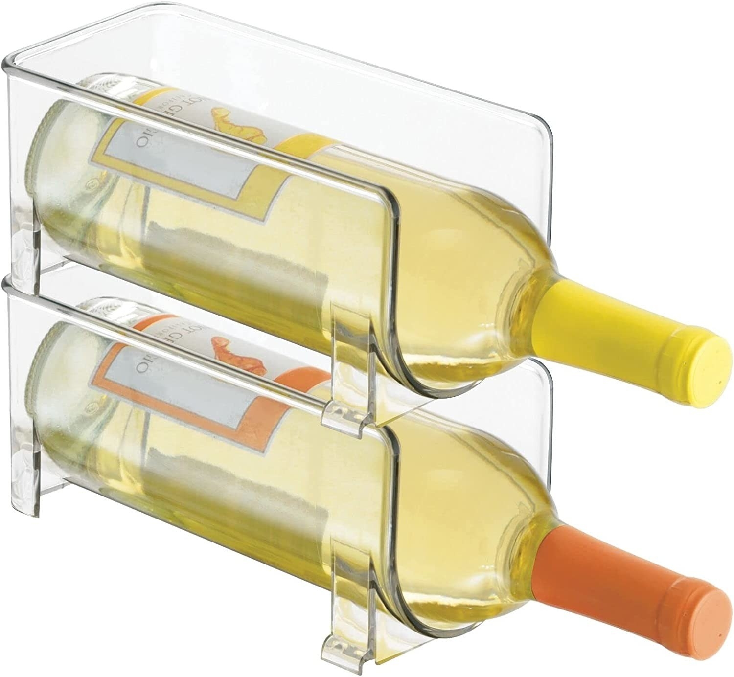 Stock image of the wine holder holding two bottles of white wine