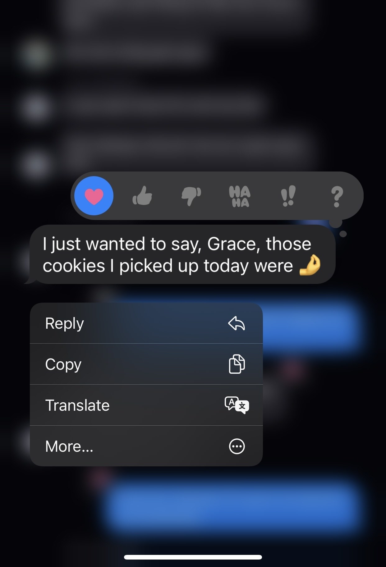 Screenshot of text message