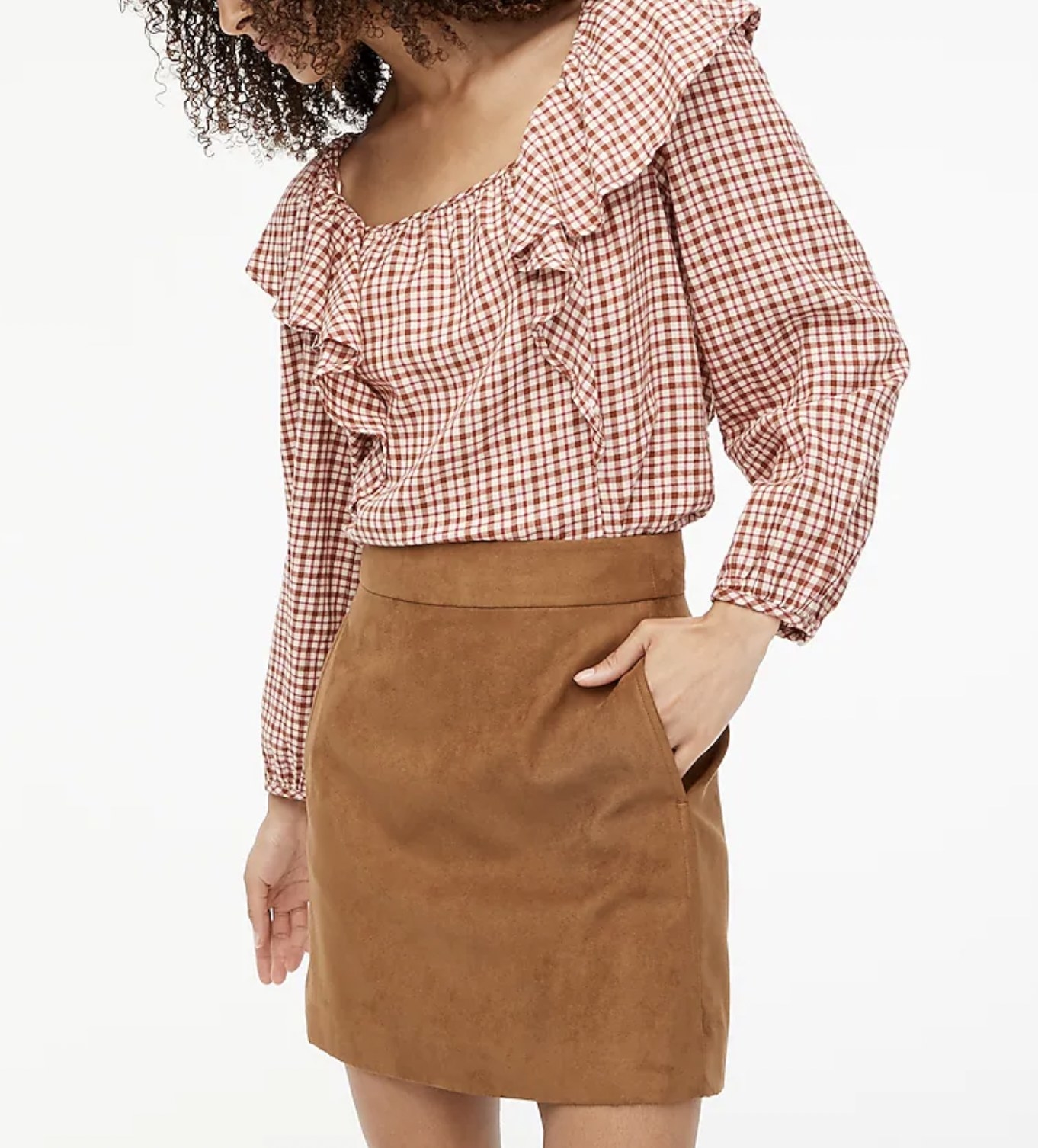 the skirt in brown
