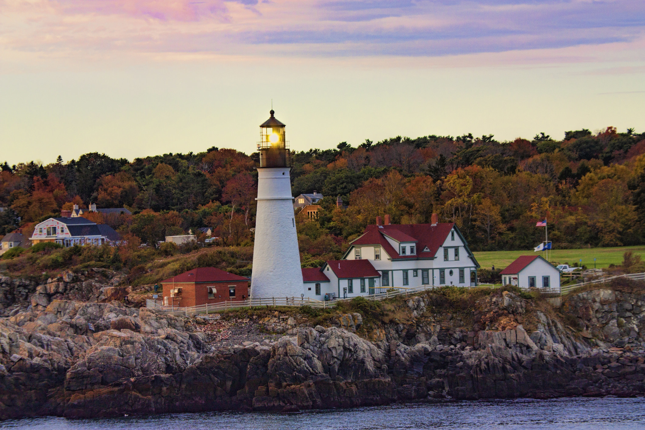 Portland Head Lighthouse during fall.