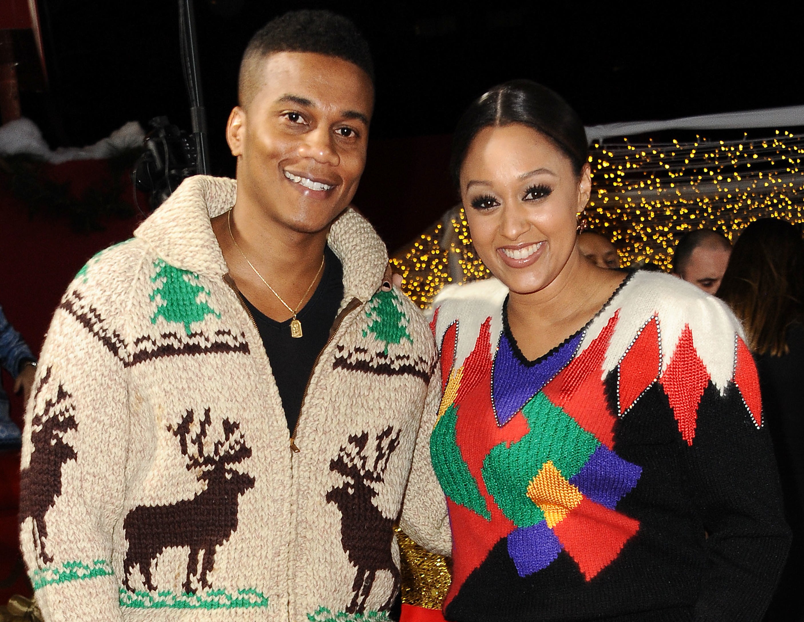 A closeup of Cory and Tia