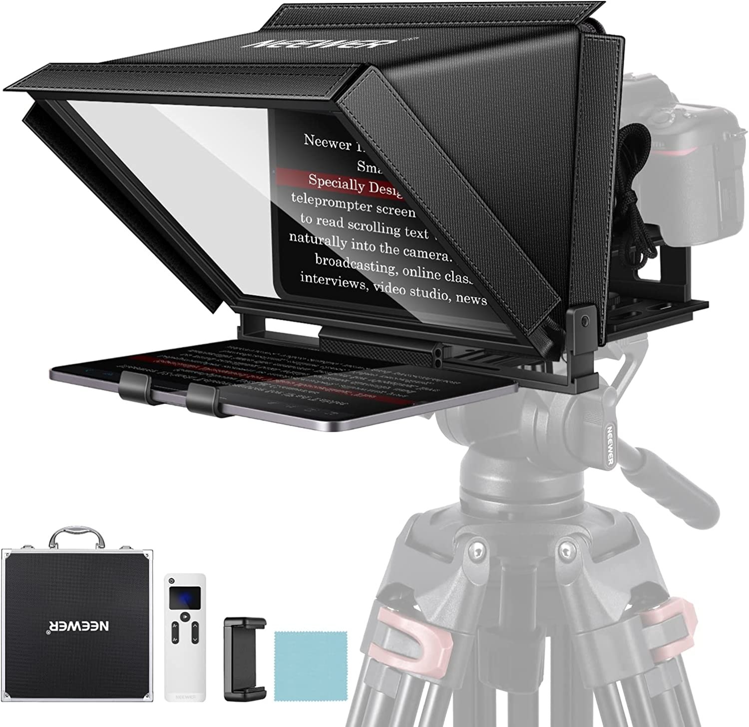 a product shot of the teleprompter