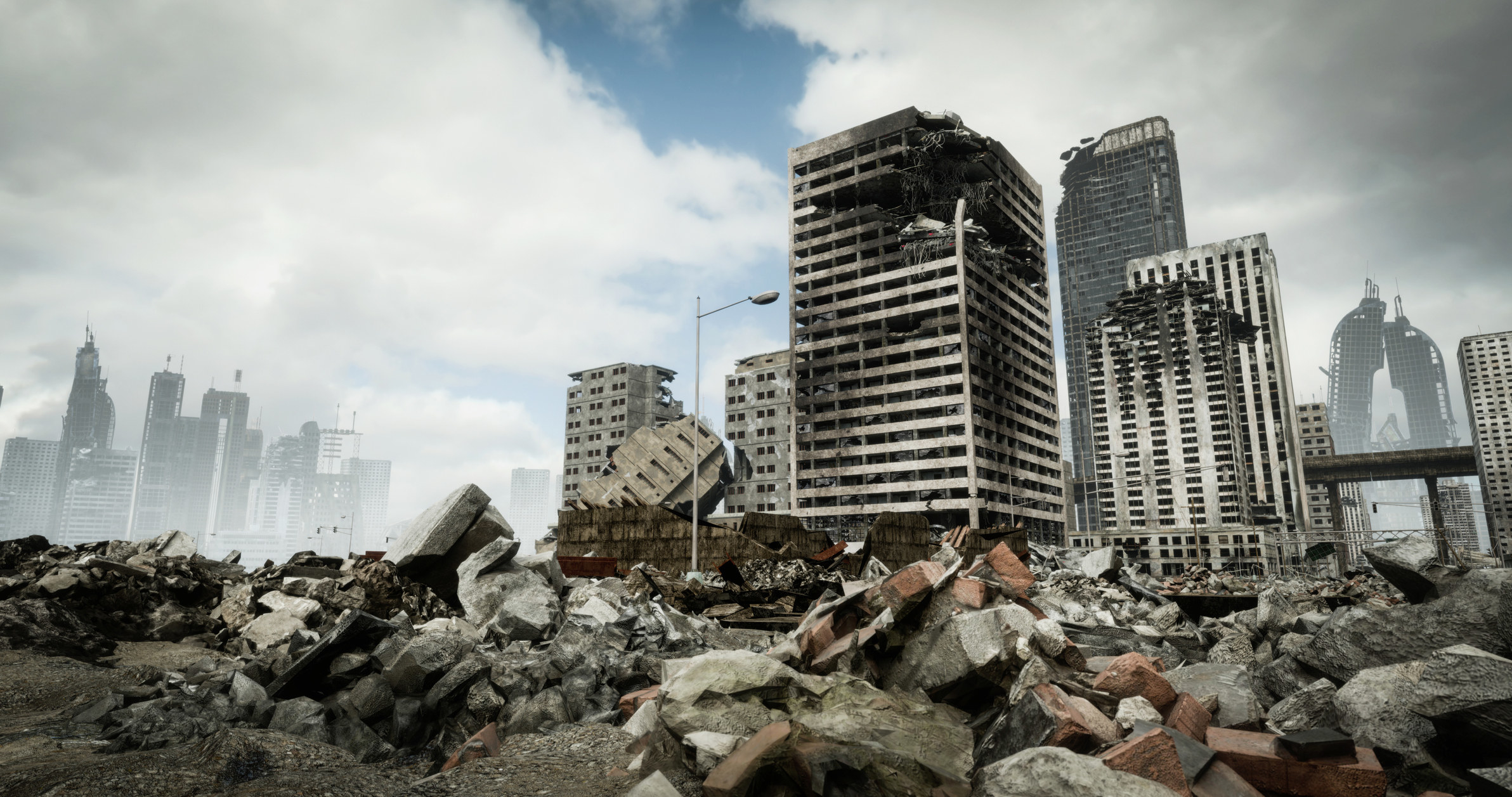 A decimated urban landscape