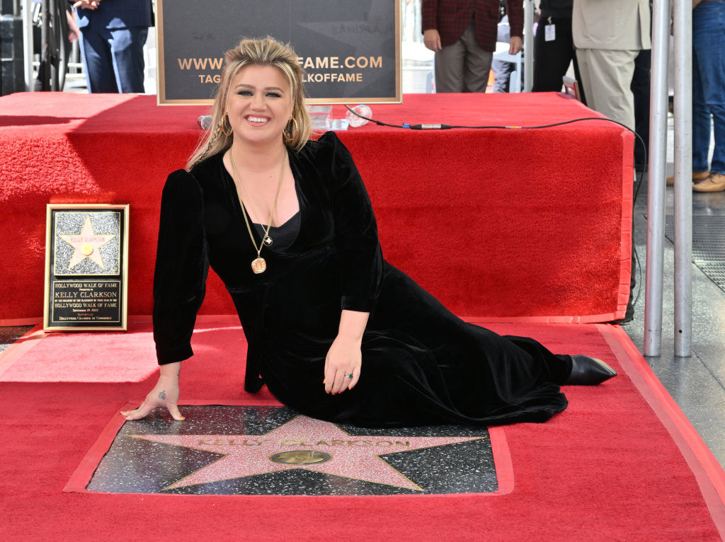 Kelly Clarkson with her star on the Hollywood Walk of Fame