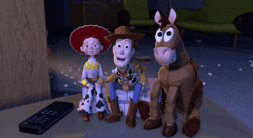 Jesse, Woody, and Bullseye sitting