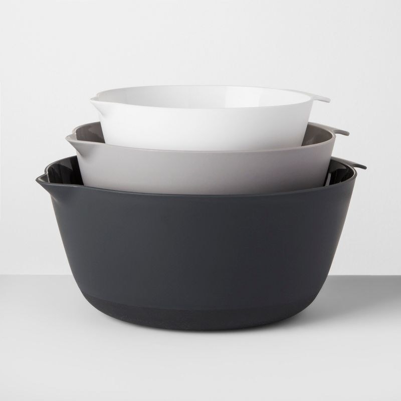 the set of black, white, and grey nesting bowls