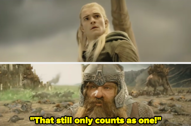 A dwarf saying &quot;That still only counts as one!&quot;