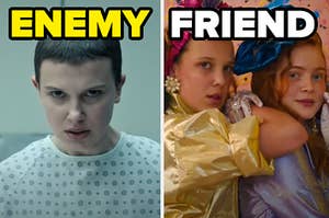 Eleven is on the left labeled "enemy" and on the right labeled, "friend"