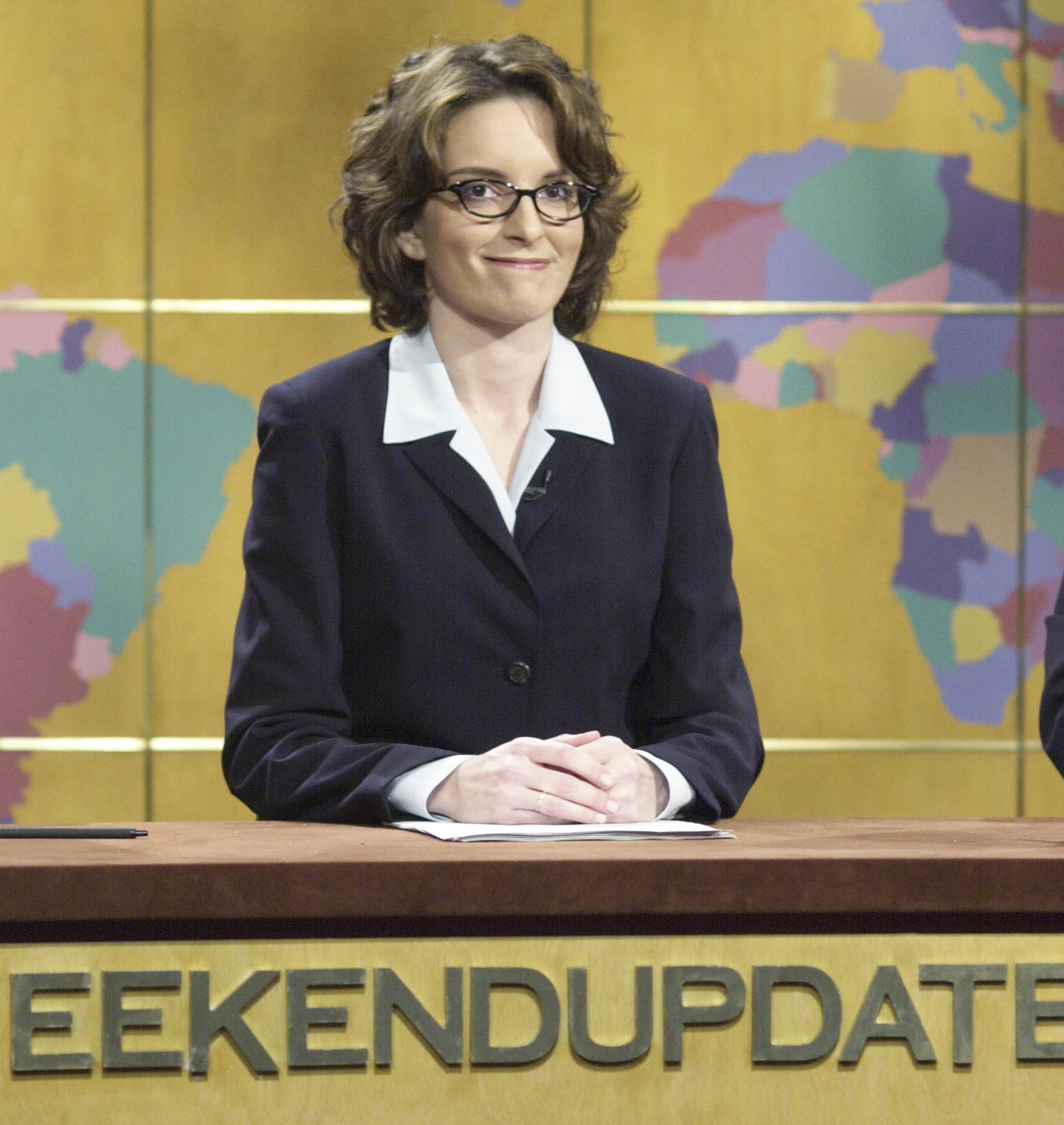 Tina Fey during &quot;Weekend Update&quot; on December 16, 2000