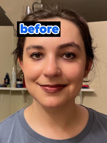 Me wearing makeup, labeled 