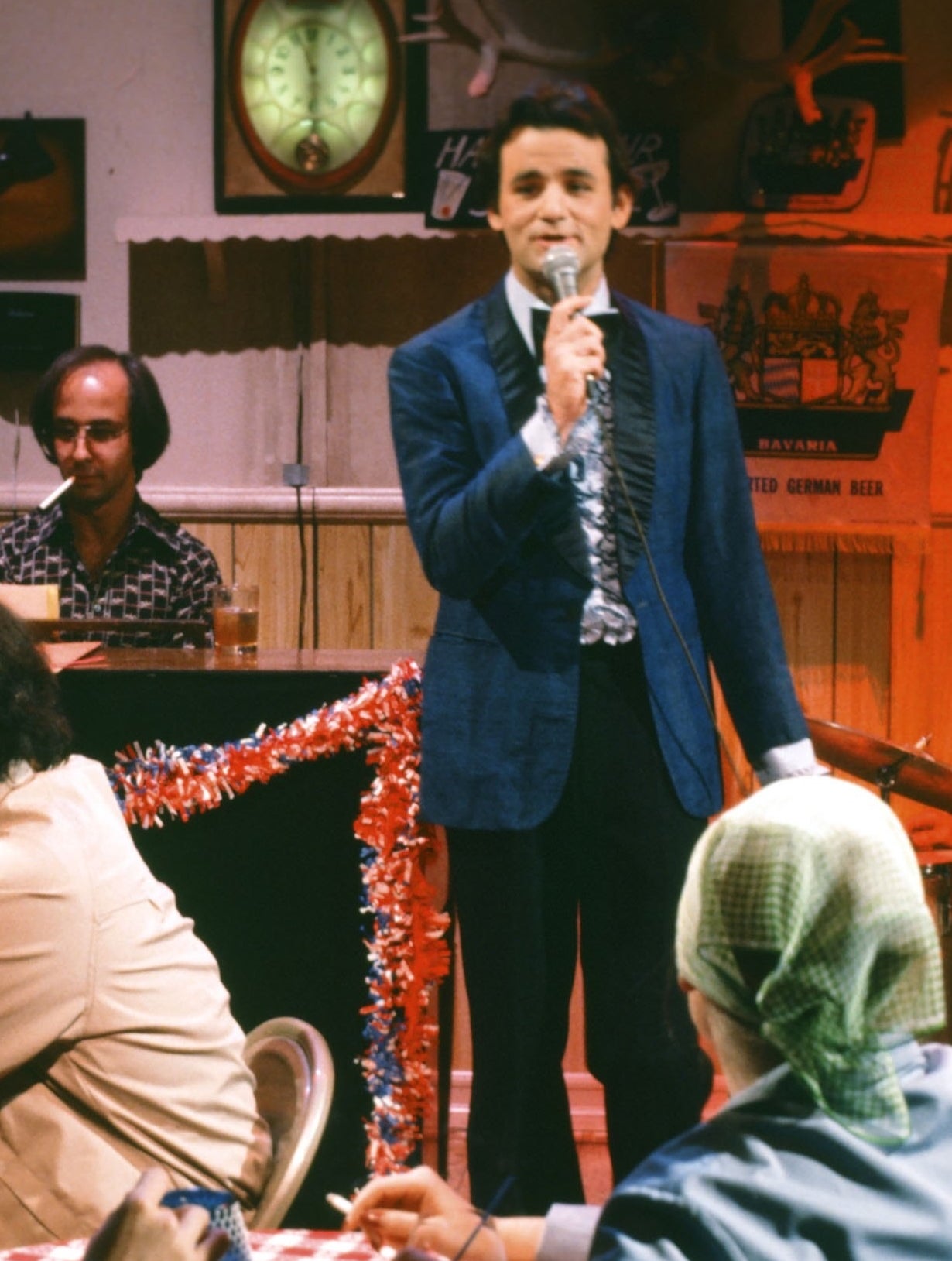 Paul Shaffer, Bill Murray as Nick Summers during the &#x27;Nick Summers&#x27; skit on April 16, 1977
