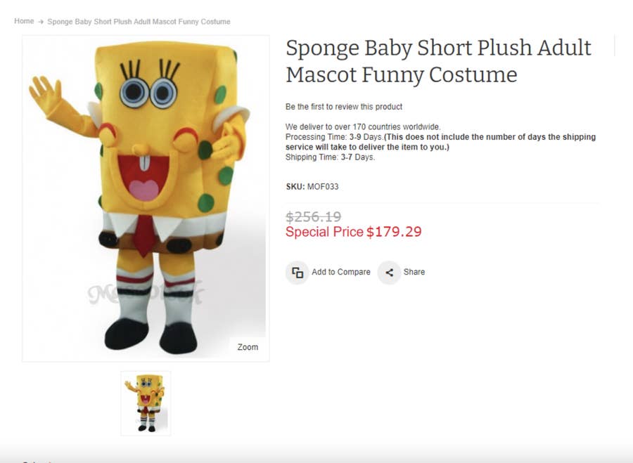 COSTUME SPONGEBOB ADULTO