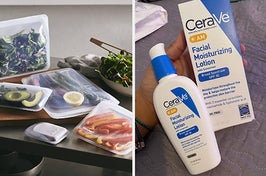 reusable storage bags and facial moisturizing lotion with spf 30