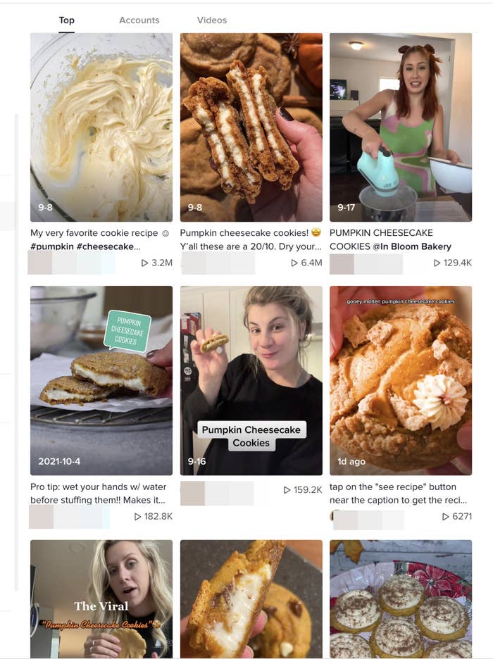 A TikTok FYP full of pumpkin cheesecake cookies