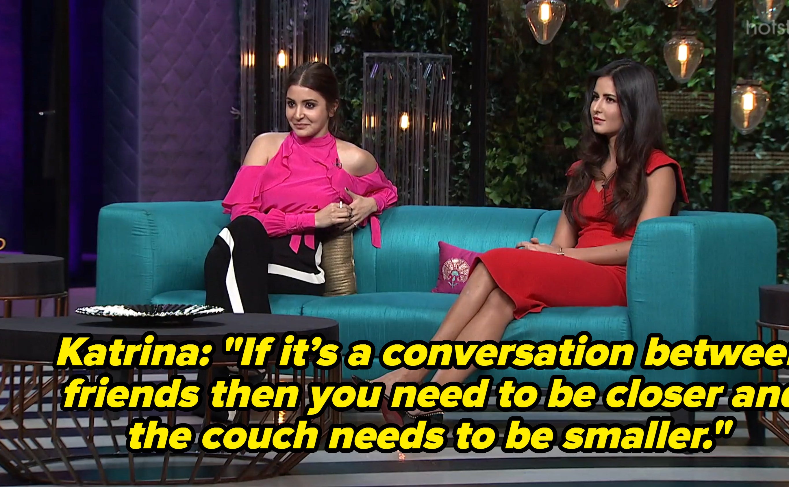Katrina Kaif and Anushka Sharma sitting on the couch