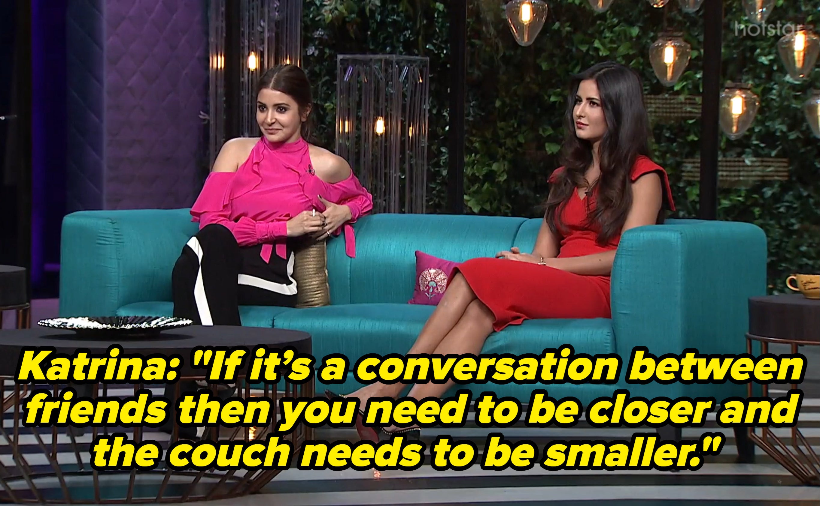 Katrina Kaif and Anushka Sharma sitting on the couch