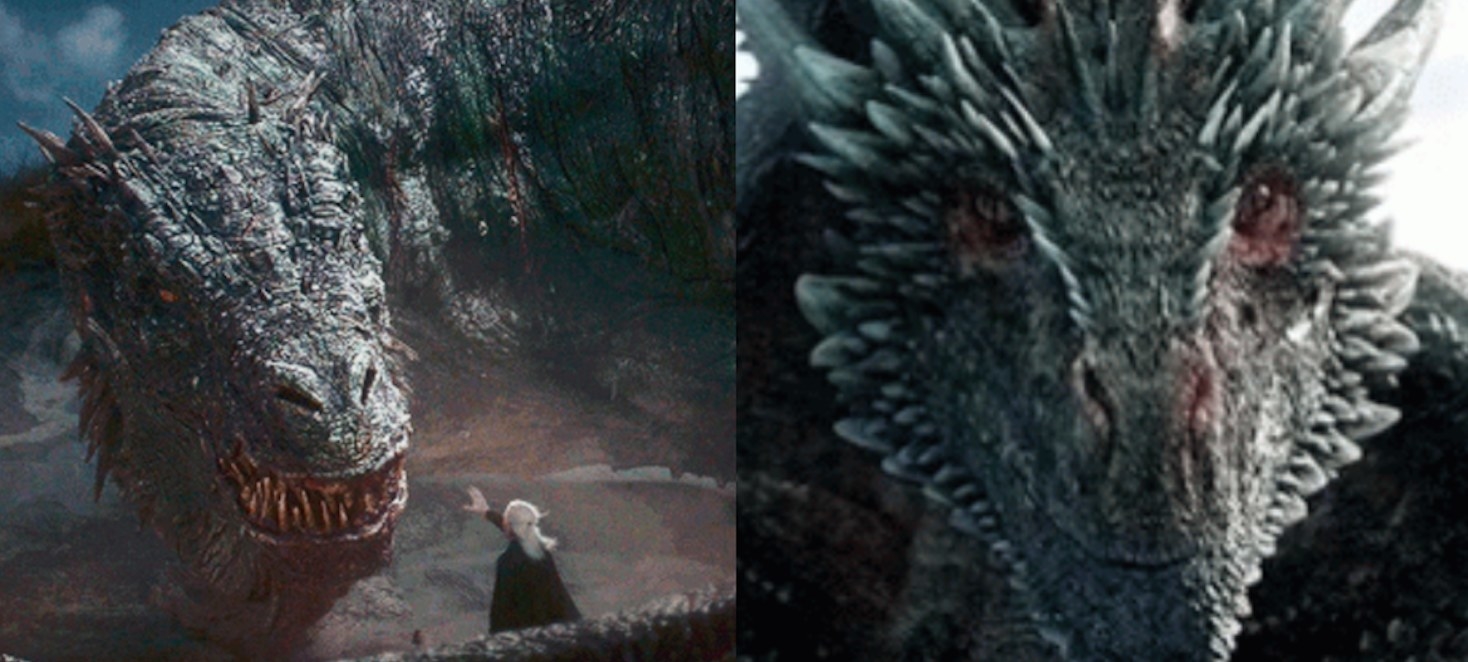 Vhagar from &quot;House of the Dragon&quot; and Drogon from &quot;Game of Thrones&quot;