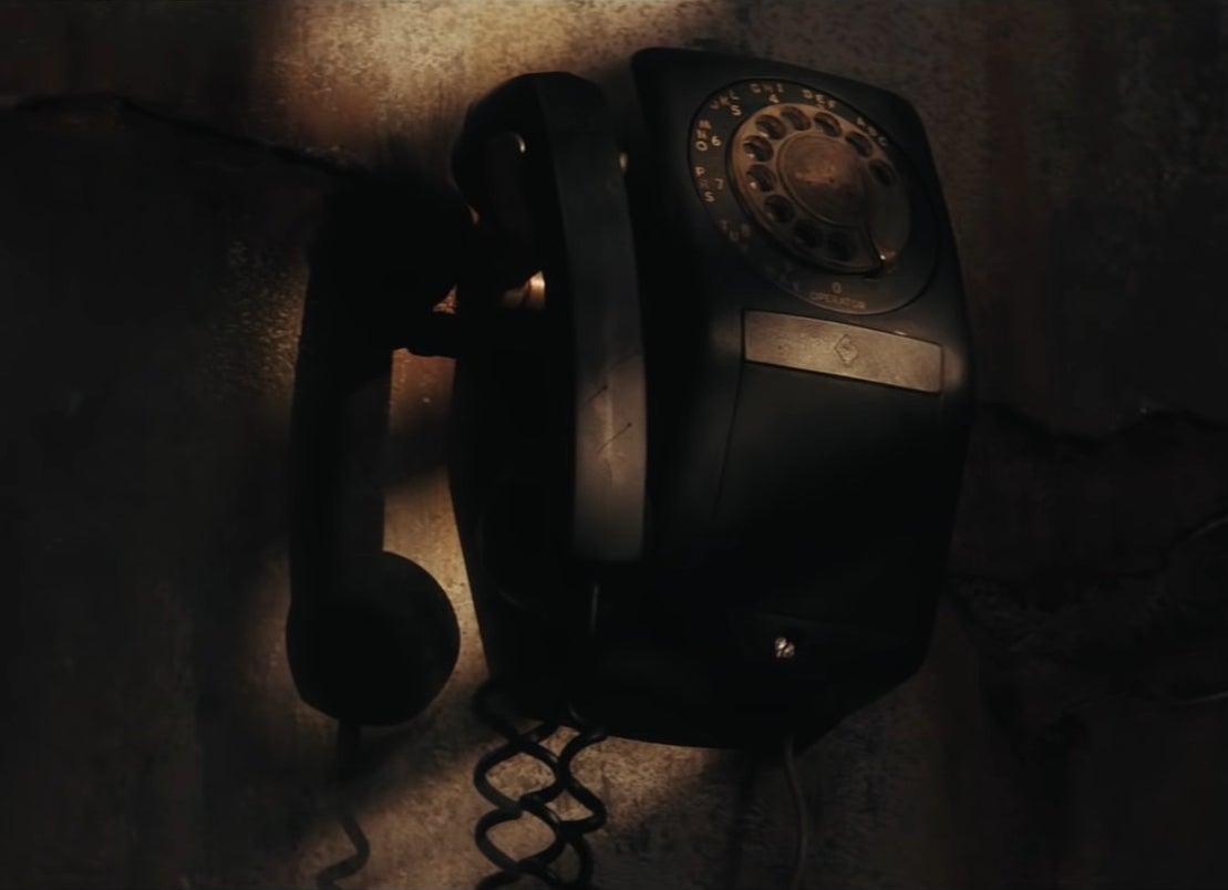 black wall telephone
