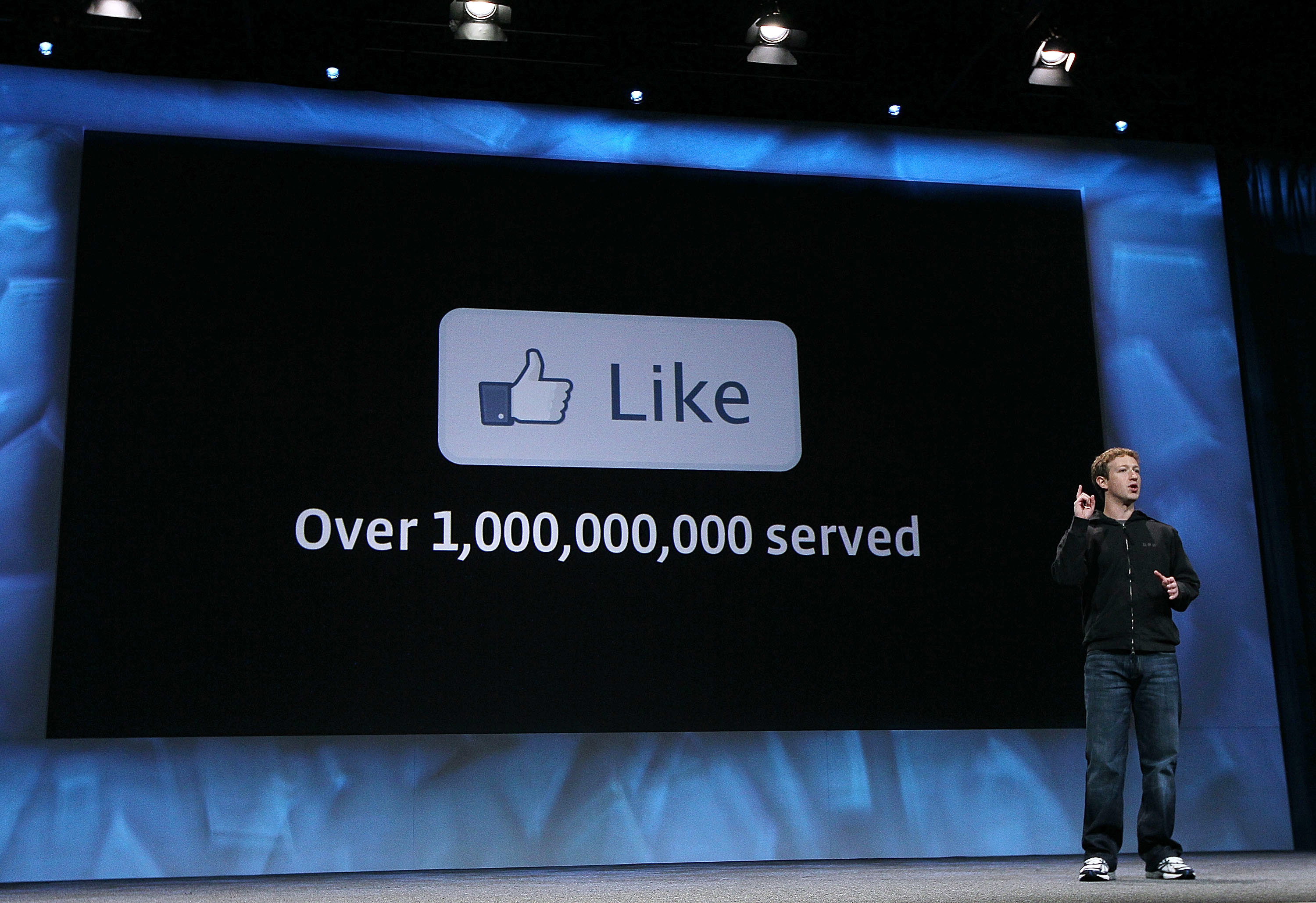 Mark Zuckerberg presenting about Facebook