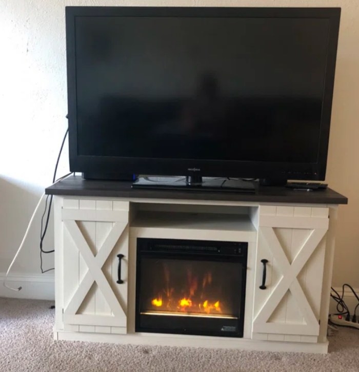 A fireplace TV stand