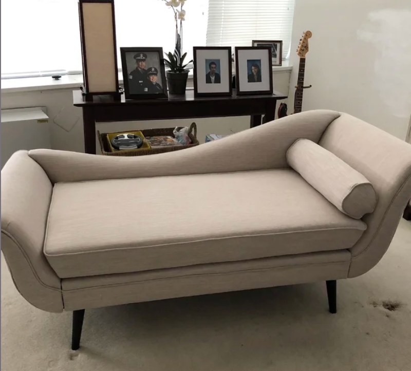 A beige chaise lounge