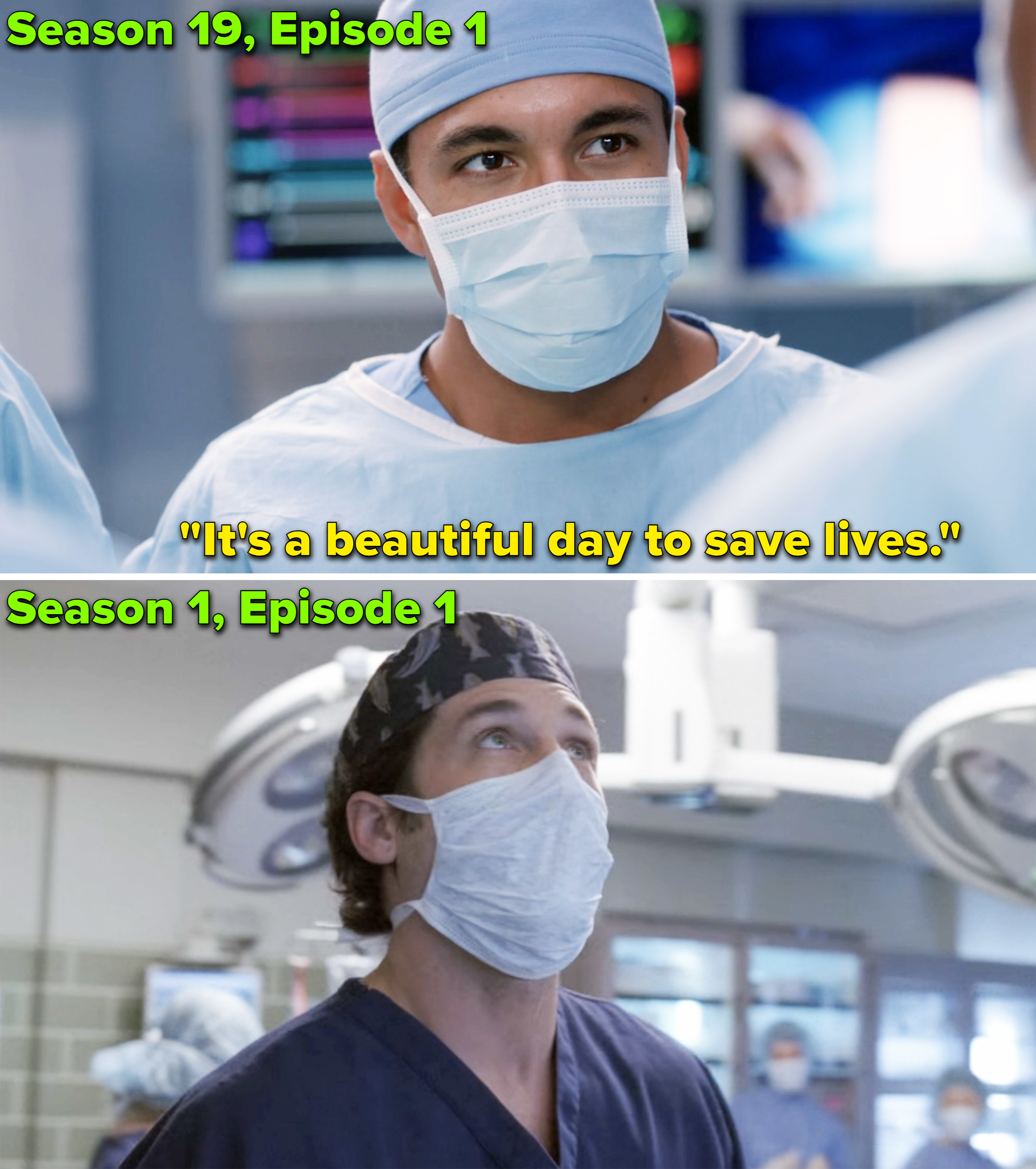 Lucas in the OR in Season 19 vs. Derek in the OR in Season 1