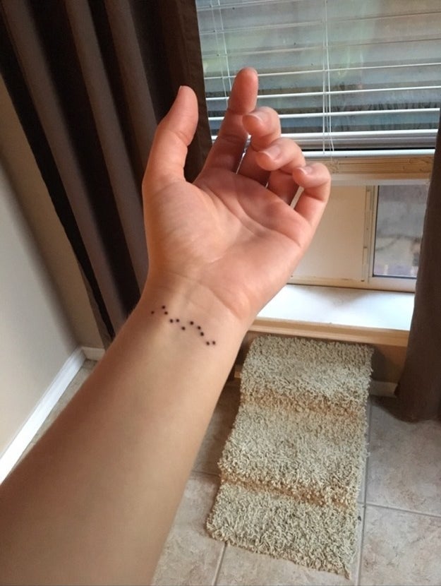 Braille tattoo on wrist