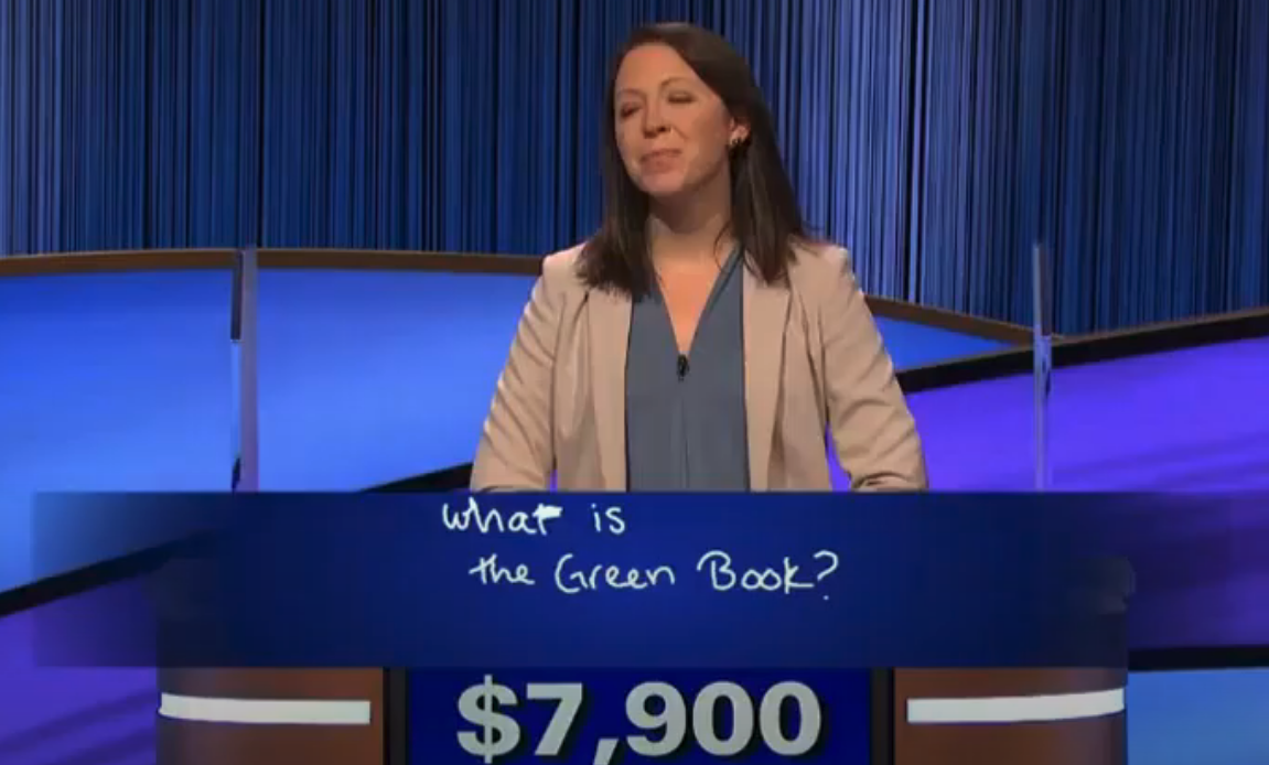 contestant answers, &quot;what is the green book&quot;