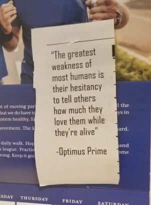 Closeup of a quote by Optimus Prime