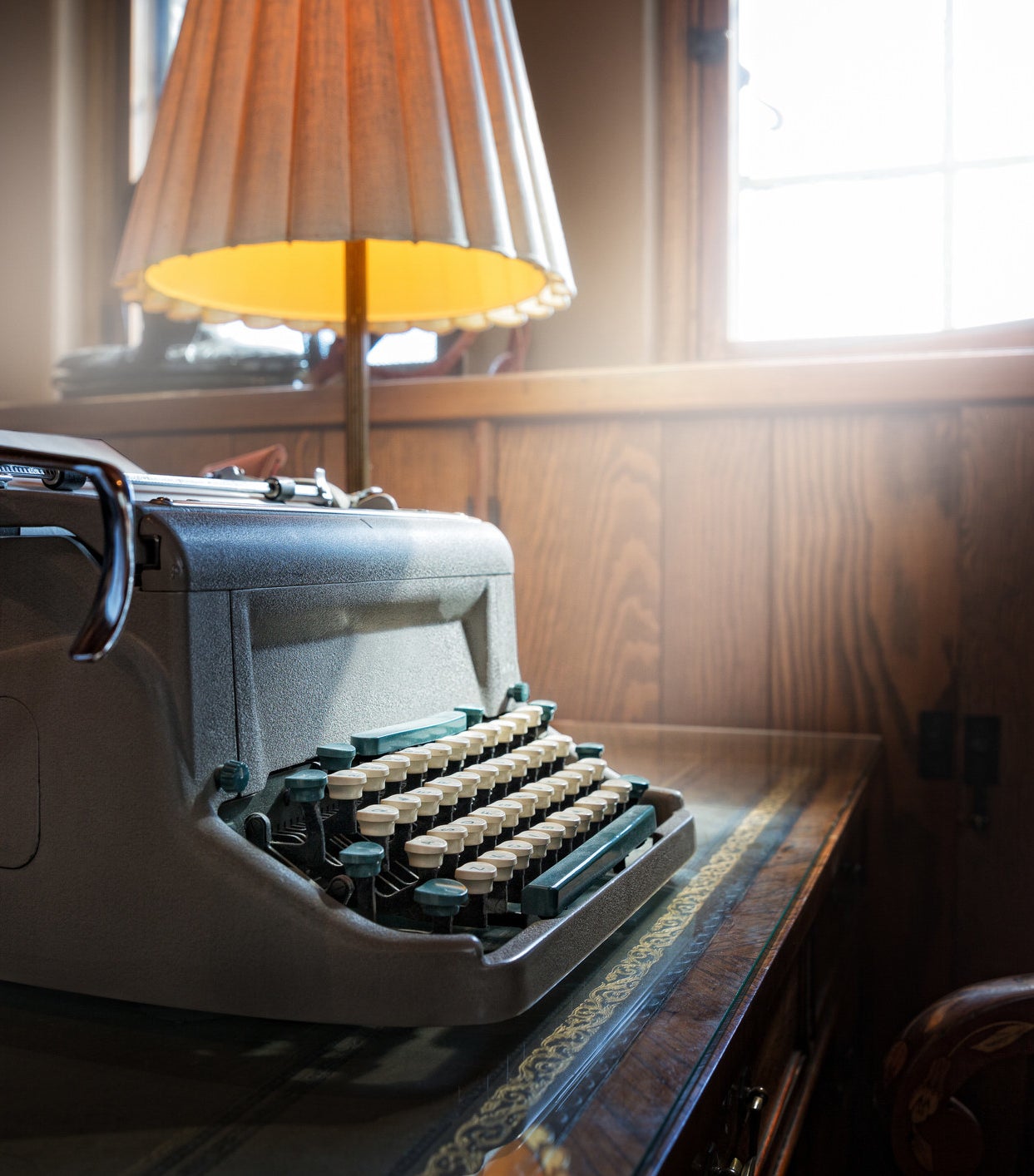 vintage typewriter at desk