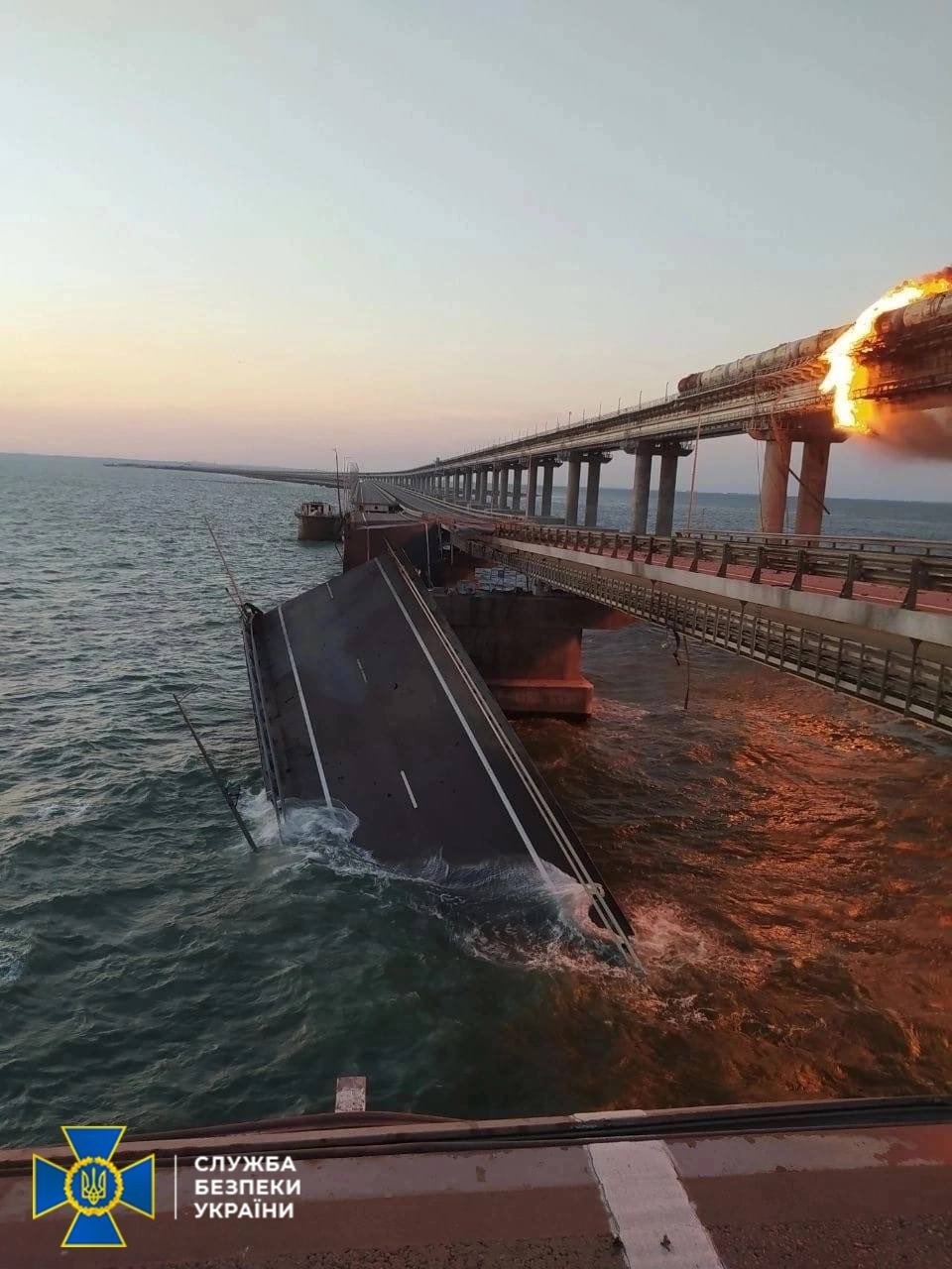 Kerch Bridge Between Crimea And Russia Collapsed After Explosion