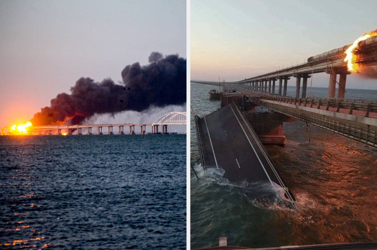 Kerch Bridge Between Crimea And Russia Collapsed After Explosion