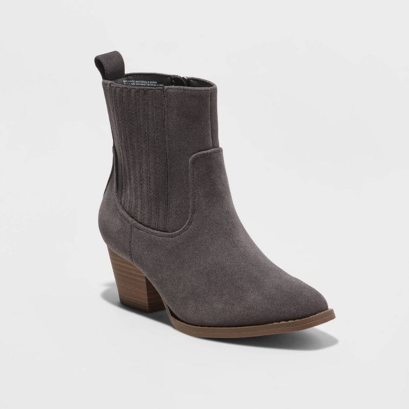 charcoal gray western ankle boots