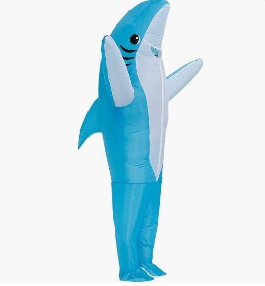 Disfraz inflable de tiburón azul