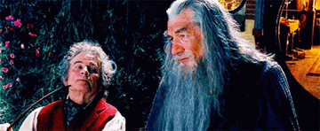 Bilbo and Gandalf sitting together