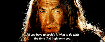 Gandalf saying &quot;All you have to decide is what to do with the time that is given to you&quot;