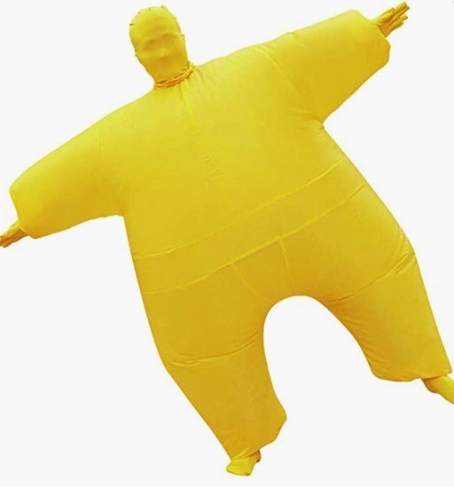Disfraz inflable de muñeco gordito en color amarillo