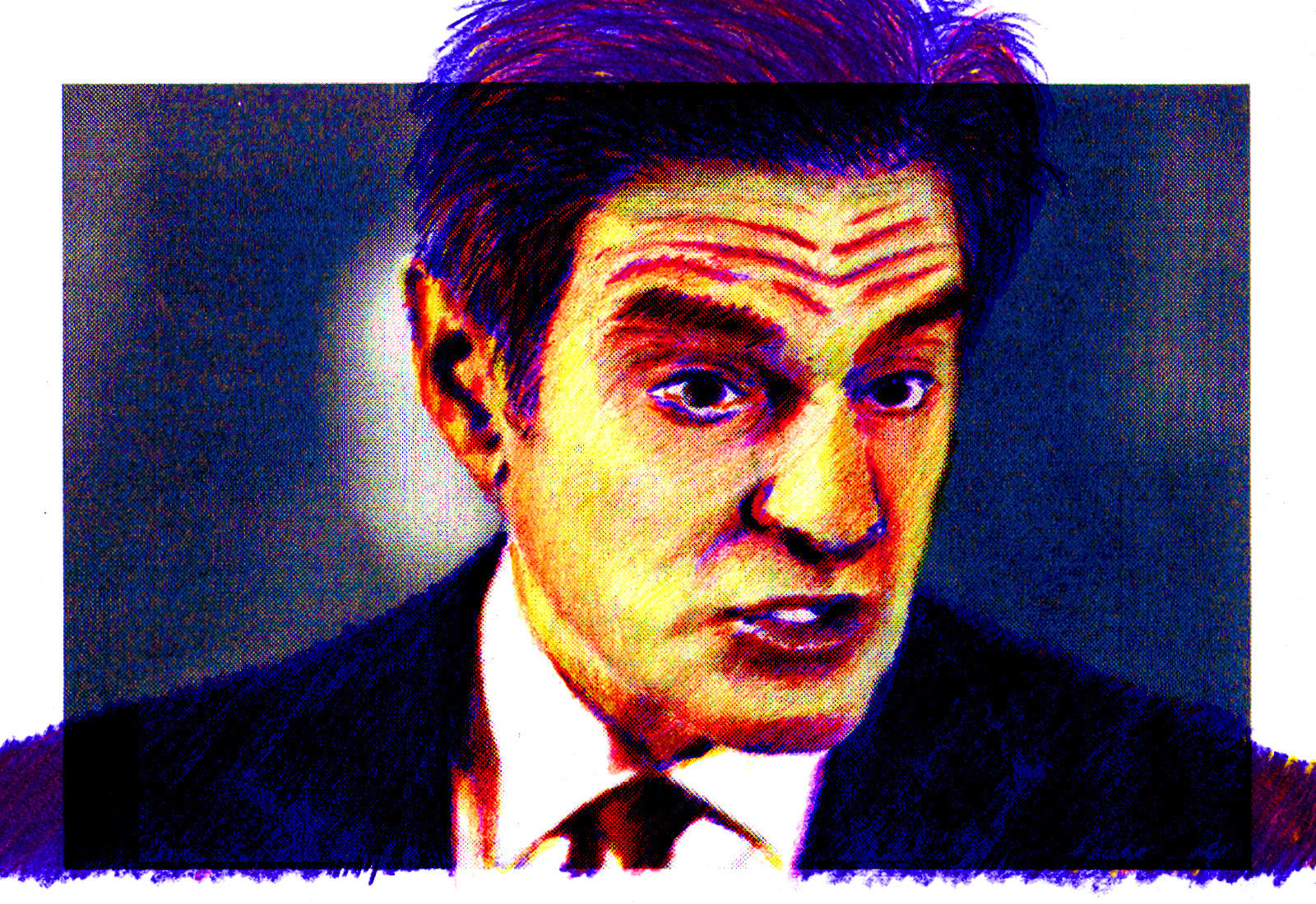 An illustration of Dr. Oz in a suit from the shoulders up