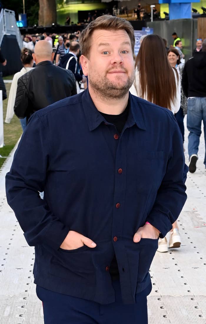 James with his hands in his jacket pockets as he&#x27;s photographed at an event