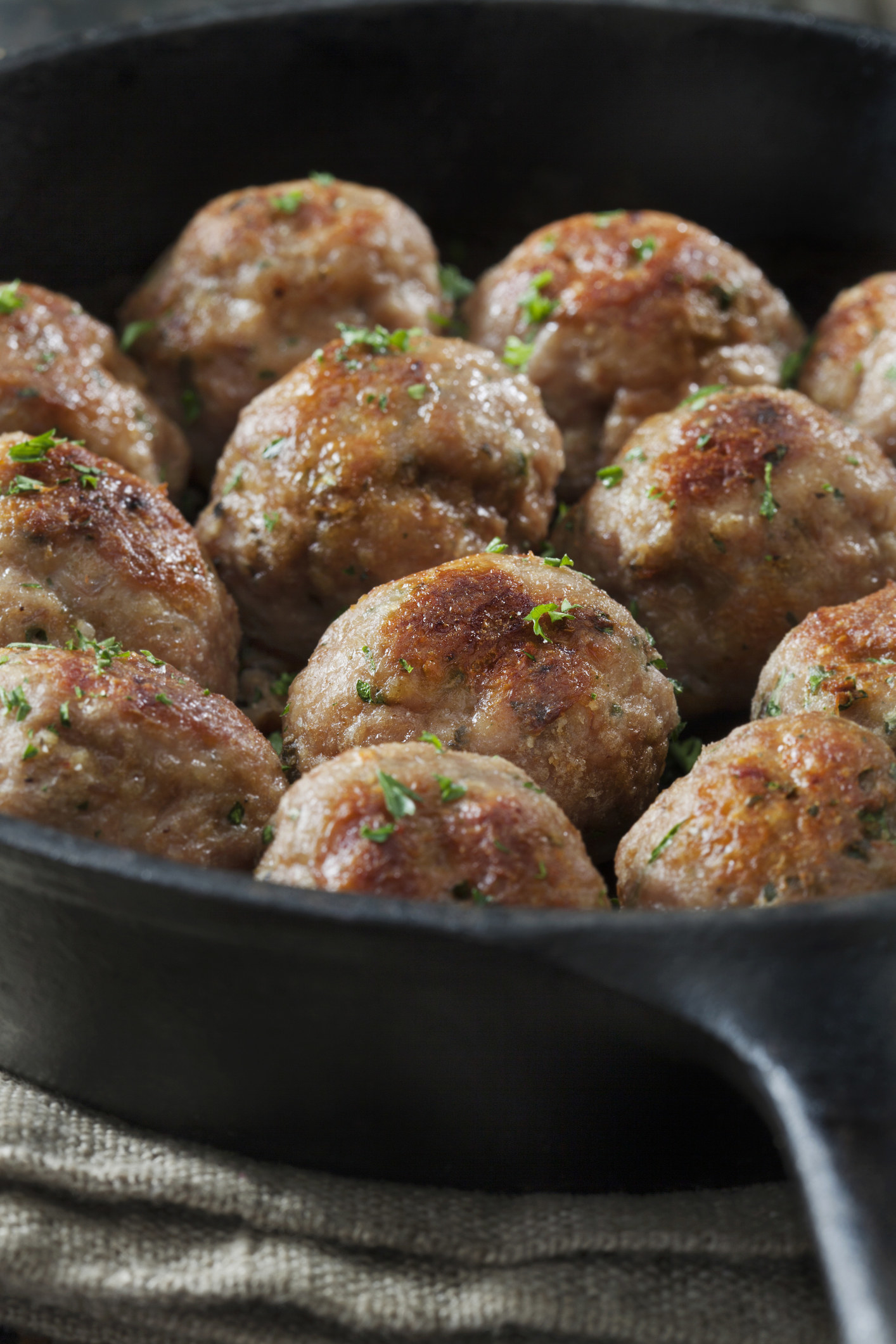 Meatballs in a skillet