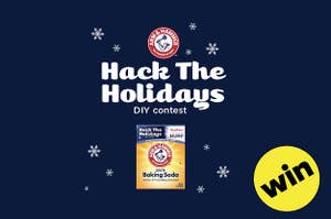 Arm & Hammer Hack the Holidays lockup with BuzzFeed 'win' badge