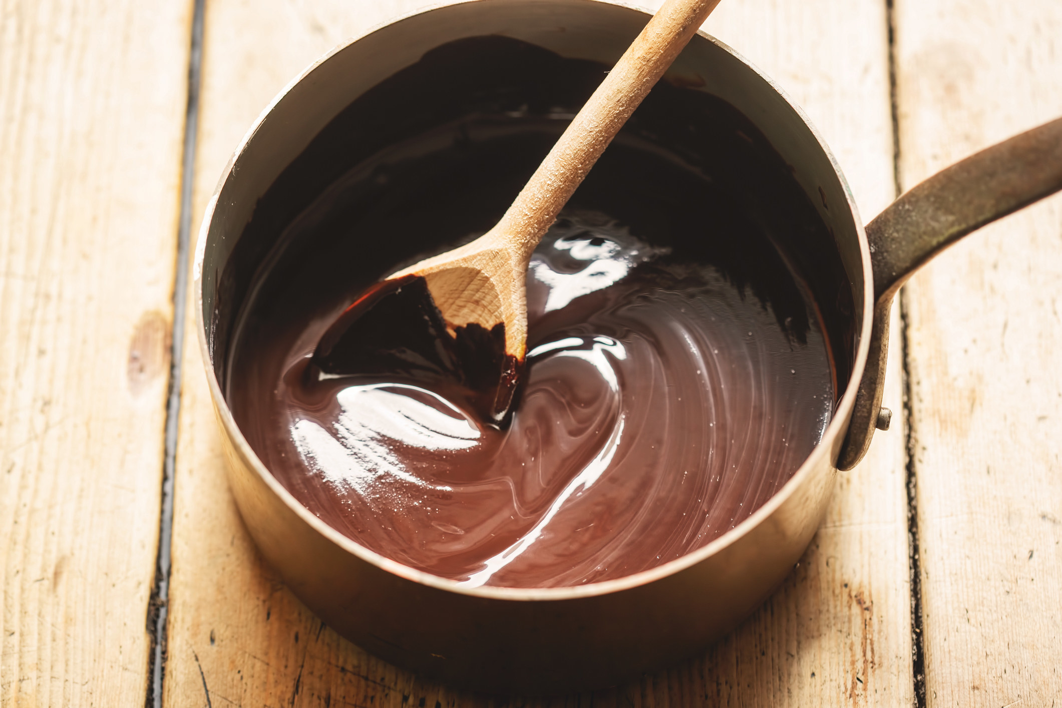 A pot of melted chocolate